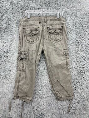 Rock Revival Cargo Pants Womens 30 Cropped Capri Slate Gray Mid Rise
